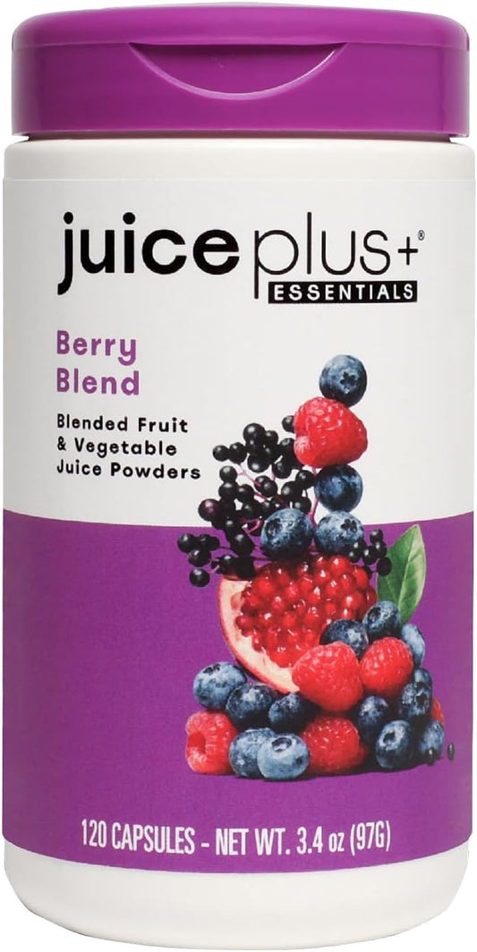 Juice Plus+ - JuicePlus Berry Blend: Suco de Uva Concord, Mirtilo, Cranberry e Mais – Vitaminas à Base de Alimentos Integrais, Vegano, à Base de Plantas – Sem Glúten, Não-OGM, Kosher – 1 Frasco (60 Porções)