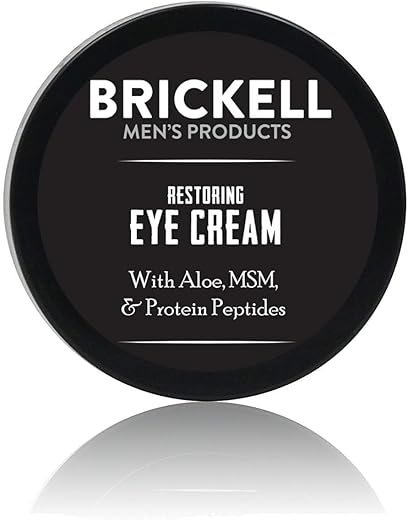 Brickell Men's Products - Creme Restaurador para os Olhos Brickell Men’s, Natural e Orgânico, Anti-idade, Reduz Inchaço, Rugas, Olheiras, Pés de Galinha e Bolsas sob os Olhos, 0,5 Ounce (15ml)