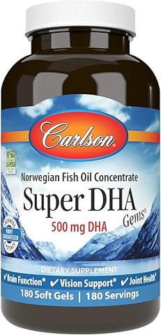 Labs – Super DHA 500 mg – 180 Softgels | Ômega-3 de alta potência | Saúde cerebral e cardiovascular - Carlson
