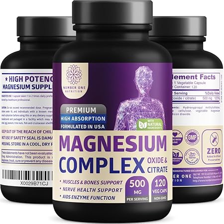 Number One Nutrition - N1N Complexo de Magnésio Premium – Suplemento de Magnésio de Alta Absorção para Mulheres e Homens para Apoiar a Regularidade e a Saúde Óssea – 120 Cápsulas Vegetarianas