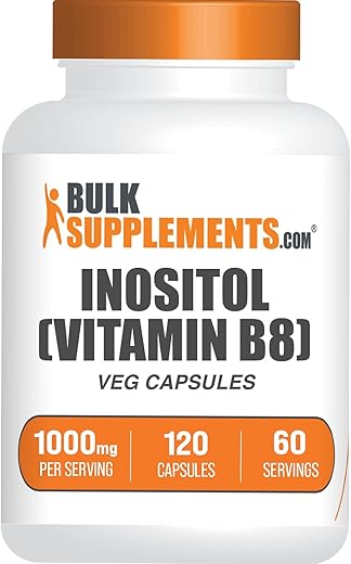 com Cápsulas de Inositol – Suplemento de Inositol, Vitamina B8, 1000mg – para Bem-Estar Geral, Livre de Glúten, 2 Cápsulas por Porção, 120 Cápsulas (Pacote de 1) - BulkSupplements