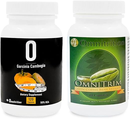 Omnitrition - Kit de Suplementos Omnitrition: Extrato de Café Verde (60 Cápsulas) e Garcinia Cambogia (120 Cápsulas Vegetais) | Rico em Antioxidantes para Vitalidade | Fórmula Pura, Sem Aditivos | Marca