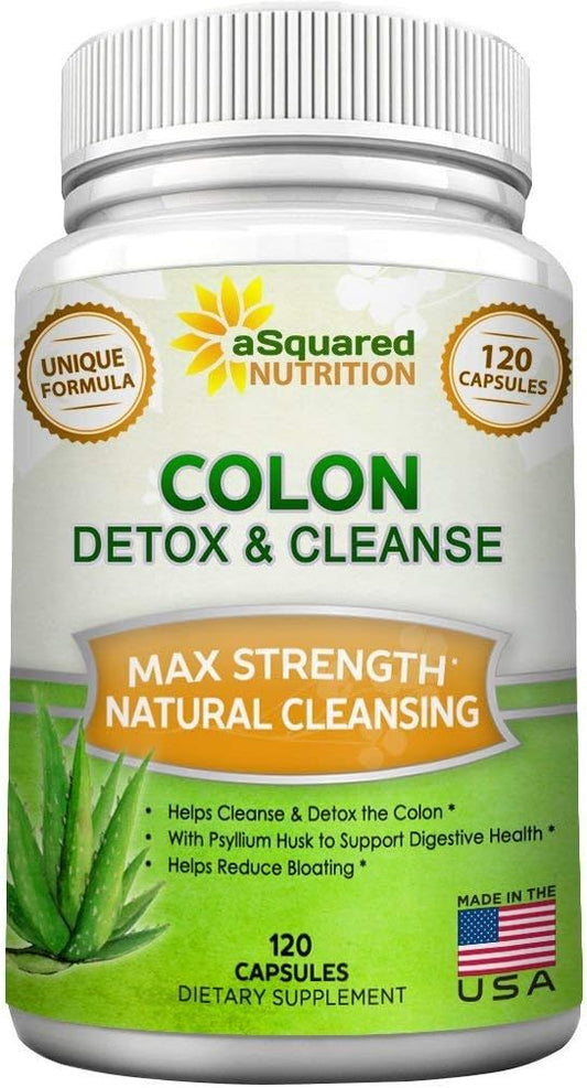 Pure Colon Cleanse para Perda de Peso – 120 Cápsulas, Máxima Potência, Desintoxicação Natural do Cólon, Suplemento para Dieta de Limpeza do Cólon, Saúde Digestiva – Marca aSquared Nutrition - aSquared Nutrition