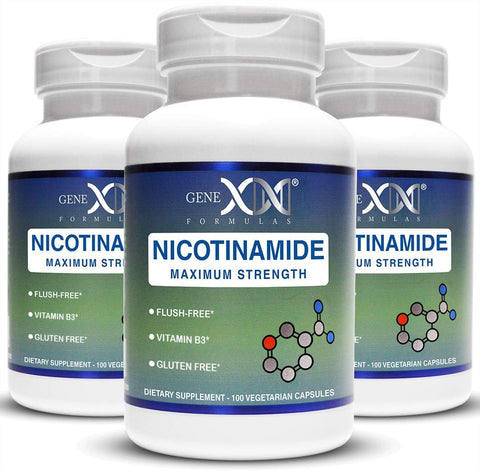 Genex Formulas - GENEX Nicotinamida 500mg (3-Pack) Cápsulas de Niacina Flush Free Vitamina B3 para Pele Saudável – Suplemento de Niacinamida Ajuda a Produzir Queratina
