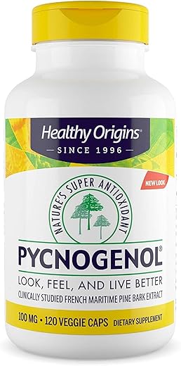 Pycnogenol 100 mg – Extrato Premium de Casca de Pinheiro Marítimo Francês para Saúde Cardíaca e Cuidados com a Pele – 100% Natural e Eficaz - Healthy Origins