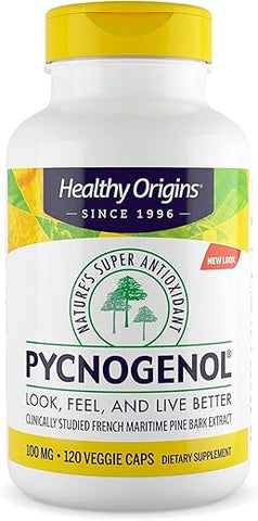Pycnogenol 100 mg – Extrato Premium de Casca de Pinheiro Marítimo Francês para Saúde Cardíaca e Cuidados com a Pele – 100% Natural e Eficaz - Healthy Origins