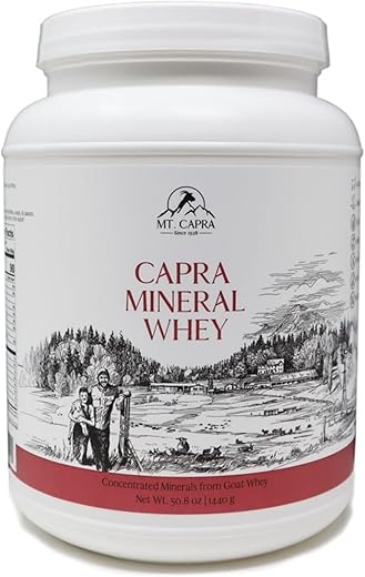 Capra Mineral Whey | Suplemento Mineral/Eletrolítico de Alimentos Integrais, Bio-disponível a partir do Soro de Leite de Cabra, Rico em Potássio, Alcalinizante – 50,8 Onças em Pó - MT. CAPRA SINCE 1928