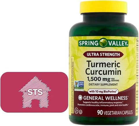 STS Home - Spring Valley Curcumin Turmeric Ultra Strength 1,500 mg – 90 comprimidos STS Sticker