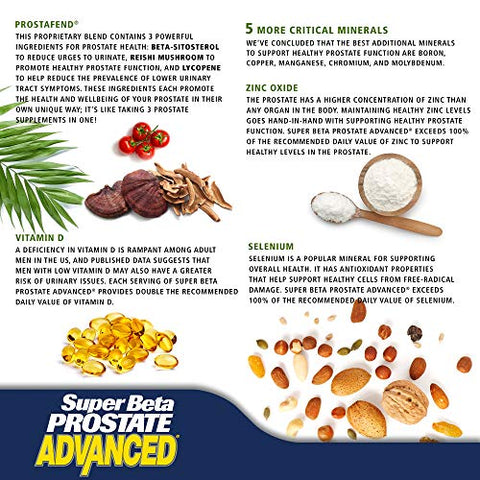 New Vitality - Super Beta Prostate Advanced – Suporte para a saúde masculina, promove o sono, auxilia no esvaziamento da bexiga, Beta Sitosterol (120 cápsulas, 2 pacotes)