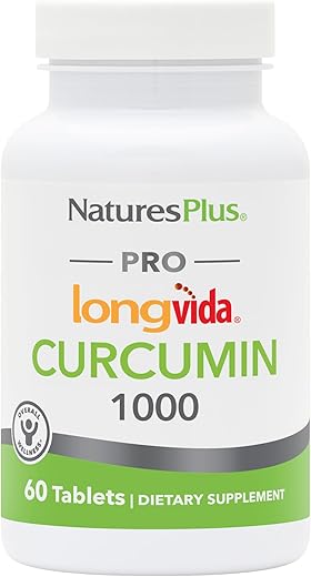 PRO Longvida Curcumin 1000 mg – 60 Comprimidos – Proteção Saudável contra Radicais Livres – Não-OGM, Vegano - Natures Plus