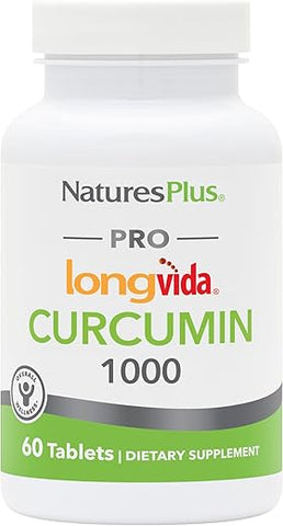 PRO Longvida Curcumin 1000 mg – 60 Comprimidos – Proteção Saudável contra Radicais Livres – Não-OGM, Vegano - Natures Plus