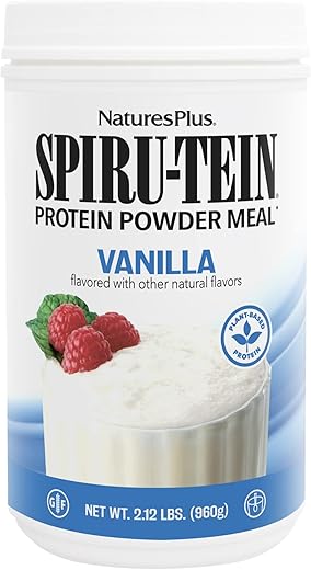 Natures Plus - NaturesPlus SPIRU-TEIN, Baunilha – 960g – Pó de Proteína de Spirulina – Vitaminas