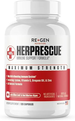 Re+Gen Nutrition - Re Gen Nutrition HERPRESCUE – Suporte para Surto de Herpes Labial, Cuidado Natural para Adultos, Cápsulas com Zinco e Vitamina C