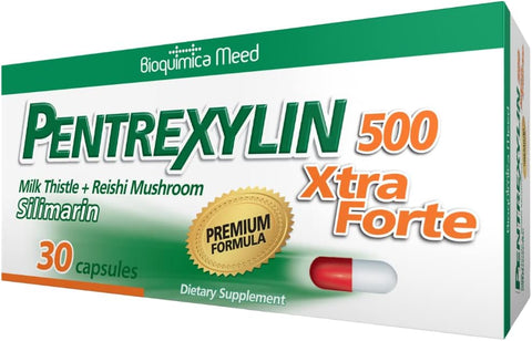 Pentrexylin - 500 Xtra Forte – Cardo de Leite Orgânico Reishi Mushroom – Suplemento Alimentar de Qualidade Premium – Suporta a Função Imunológica Saudável – 30 Cápsulas
