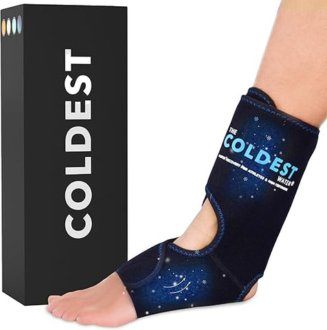The Coldest Water - Envoltório de Gelo para Alívio da Dor no Tendão de Aquiles, Fascite Plantar e Pés Doloridos | Melhor para Lesões no Tendão de Aquiles | Compressa de Gelo com Gel de Resfriamento | Marca: Coldest Foot