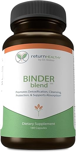 Return Healthy - Binder Blend – Cápsulas Detox para um Intestino Saudável – 180 Cápsulas – 90 Porções – 960mg Carvão Ativado