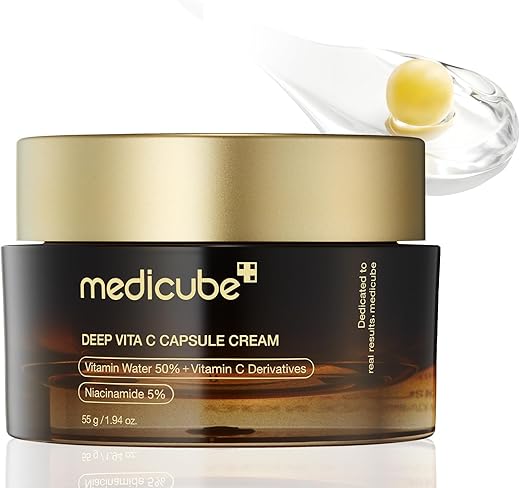 Deep Vitamin C Golden Boba Capsule – Hidratante Facial em Cápsulas de Lipossomas para Rugas, Luminosidade da Pele, Cuidados com a Pigmentação – Gel Transparente para Hidratação Radiante – Coreano - Medicube