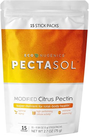 EcoNugenics - PectaSol Modified Citrus Pectin – 15 Sachês de 5g – Suplemento para Saúde Total do Corpo, Apoio ao Coração, Sistema Imunológico e Resposta Inflamatória