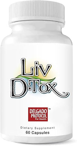 The Delgado Protocol for Health - Liv D-Tox – 60 Cápsulas – Suporte para Desintoxicação e Limpeza do Fígado com Extrato de Raiz de Cúrcuma, Cardo Mariano e Aspargo