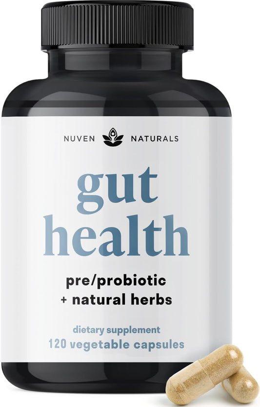Nuven Naturals - Fórmula de Reparo para Intestino Permeável com Probióticos, Prebióticos, Ervas Digestivas e Adaptógenos – Apoio à Saúde Intestinal, Auxílio na Digestão e Promoção do Bem-Estar