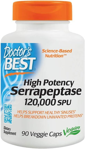 Doctor's BEST - Doctor’s Best, Serrapeptase de Alta Potência (3 Pacotes), 120.000 SPU, 90 Cápsulas Vegetarianas