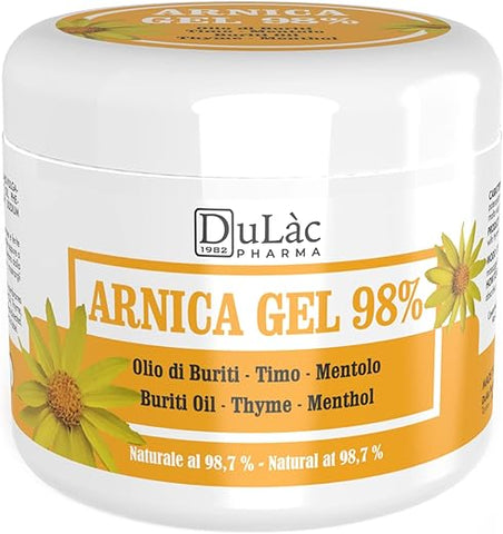 DULÀC FARMACEUTICI 1982 - Dulàc – Gel de Arnica para Hematomas e Inchaços Máxima Potência (98%) 500ml para Alívio Muscular e Articular, Efeito Refrescante, Testado Dermatologicamente e 98% Natural – Fabricado na Itália
