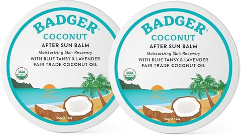 Bálsamo Pós-Sol de Coco Badger com Manteiga de Cacau Orgânica – Hidratante Natural (100g)