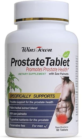 Wins Town - Tablet Prostático, Suplemento de Saúde da Próstata com Saw Palmetto para Homens, Bexiga