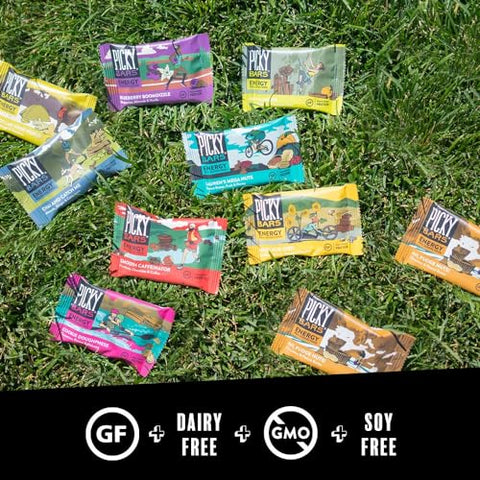 Pack com 10 Barras Energéticas de Alimentos Reais, Proteína Vegetal, 10 Sabores Diferentes, Natural, Sem Glúten, Não-OGM, Sem Laticínios, Caffeinator Suave, 10 Unidades - Picky Bars