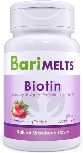 Biotina 5000mcg – 3 Meses de Fornecimento (90 Comprimidos de Dissolução Rápida) – Vitaminas Pós-Operatórias para Bariátrica - BariMelts