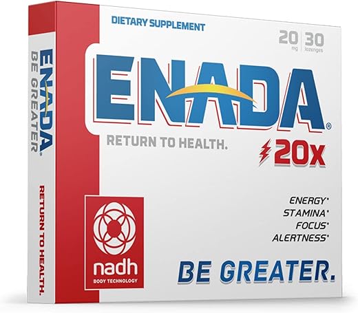 20 x NADH | Energia, Foco Mental, Resistência | Combate a Fadiga, Regenerador Celular | 20mg NADH 30 Pastilhas (1 por porção) | Suplementos Energéticos Naturais para - ENADA