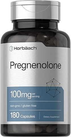 Pregnenolone 100mg | 180 Cápsulas | Suplemento Sem OGM e Glúten - Horbäach