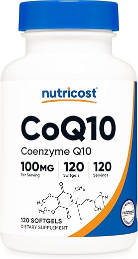 CoQ10 Softgels – 120 Porções de 100 mg de CoQ10 por Porção | Melhor Absorção, CoQ10 Ultra Puro – Livre de Glúten, Softgels Não-OGM - Nutricost