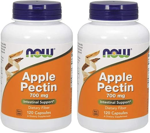 NOW Foods - Apple Pectin 700mg – 120 Cápsulas (Pacote com 2) | Pectina de Maçã para Saúde Digestiva | Alta Concentração de Fibra | Marca Apple Pectin
