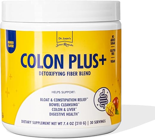 Santo Remedio - Colon Plus: Suplemento de Limpeza Intestinal com Psyllium e Probióticos, Sabor Manga – 30 Porções