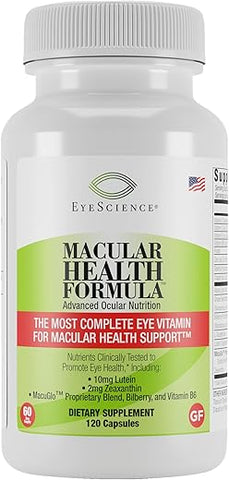 EyeScience - Fórmula Avançada de Saúde Macular Além do AREDS2 – Vitaminas Oculares Avançadas com Luteína, Zeaxantina, Mirtilo e Vitaminas C, D, E e B6 (Fornecimento de 60 Dias)