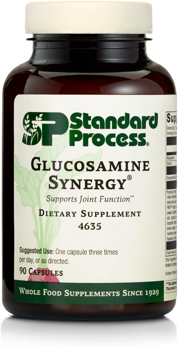Standard Process Inc. - Standard Process Glucosamine Synergy – Suplemento de RNA de Alimentos Integrais e Suporte Articular com Cyanocobalamin, Cholecalciferol, Shiitake, Manganês, Farelo de Arroz, Cenouras Orgânicas – 90 cápsulas