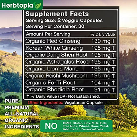 Herbtopia - Forever Young: Suplemento Longevidade para Imunidade, Cabelos Sem Grisalhos e Alongamento de Telômeros