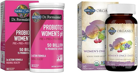 Dr Formulated – Probióticos Diários para Mulheres – Multivitamínico Orgânico – 60 Comprimidos - Garden of Life