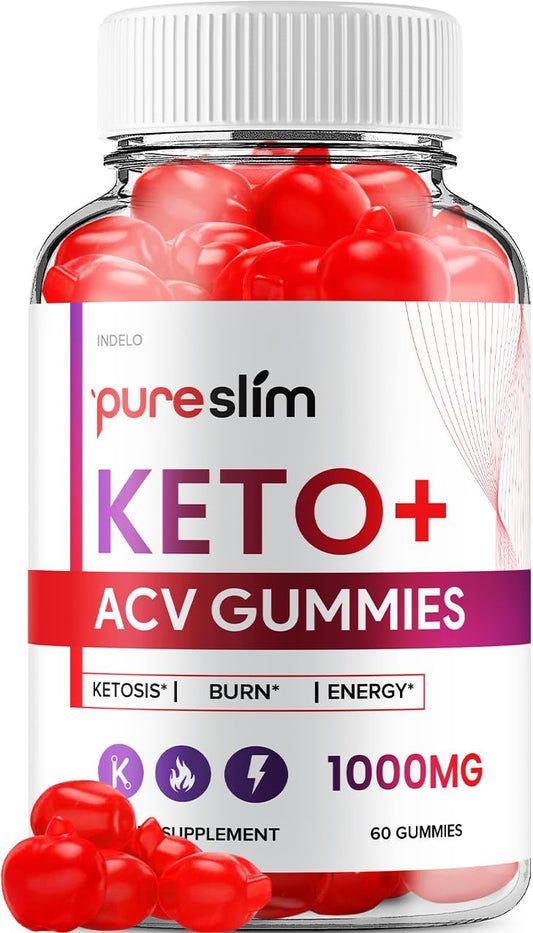 Indelo - Pure Slim Keto ACV Gummies – Fórmula Avançada PureSlim Keto Plus ACV Gummies Vinagre de Maçã Pure Slim Gummies Suplemento Dietético Avaliações Homens Mulheres (60 Gummies)