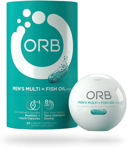 ORB Wellness - ORB Men’s MULTIVITAMIN Fish Oil – Suporte completo para a saúde do coração, antioxidante, humor positivo – 21 vitaminas essenciais – 60 cápsulas