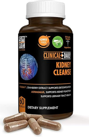 Clinical Daily - Suplemento Detox Diário de Ervas para Limpeza Renal, Vitaminas Orgânicas com Cranberry, Astragalus, Uva Ursi – Saúde da Bexiga para Mulheres