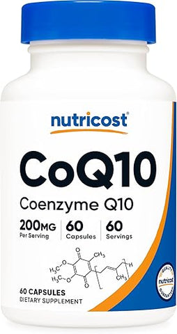 CoQ10 200mg – Cápsulas Vegetarianas de Alta Absorção, 60 Unidades – Coenzima Q10 Vegetariana, Não-OGM - Nutricost