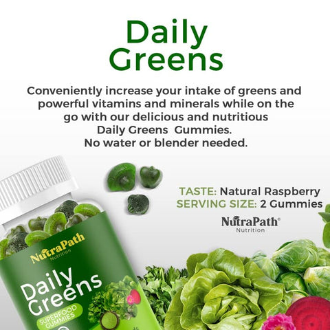 NutraPath - Superfood Daily Greens Gummies – Frutas, Vegetais e Super Alimentos para Imunidade e Energia – 60 Gummies
