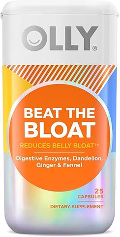 Cápsulas Beat The Bloat, Enzimas de Suporte Digestivo, Suplemento para Mulheres – 25 Unidades - OLLY