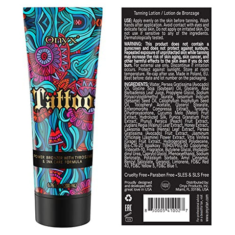 Loção Bronzeadora Onyx Tattoo com Proteção contra Desbotamento e Cuidado para Tinta