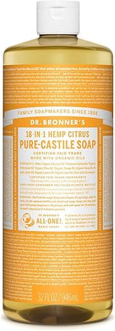 Dr. Bronner's - Dr. Bronner’s – Sabonete Líquido Puro-Castela (Citrus, 946 ml, 2-Pack) – Feito com Óleos Orgânicos, 18 Usos: Rosto, Corpo, Cabelo, Lavanderia, Animais de Estimação e Louças, Concentrado, Vegano, Não-OGM