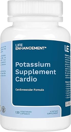 Life Enhancement - Suplemento de Potássio Cardio Natural – 750 mg de Potássio / 500 mg de Taurina por Porção – 120 Cápsulas de Potássio