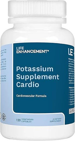 Life Enhancement - Suplemento de Potássio Cardio Natural – 750 mg de Potássio / 500 mg de Taurina por Porção – 120 Cápsulas de Potássio