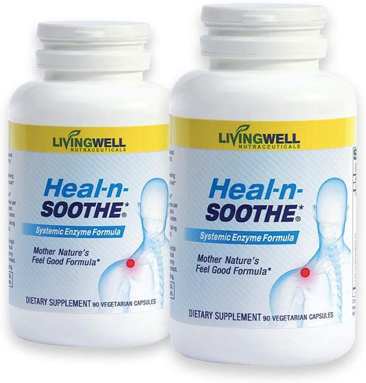 Suplemento Natural de Suporte Articular – Enzimas Proteolíticas para Máximo Suporte Articular e Lombar – 180 Cápsulas para Homens e Mulheres - HEAL-N-SOOTHE
